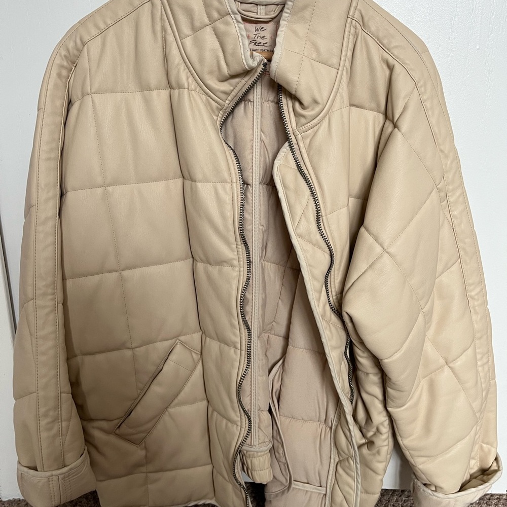 Free People vegan leather quilted jacket